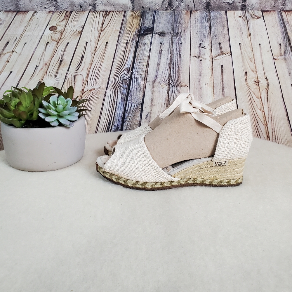 UGG Cream Espadrille Wedge Sandals